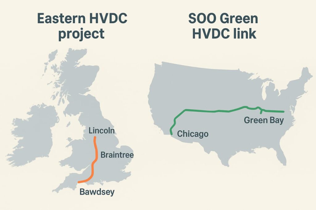 eastern hvdc project in the uk and soo green hvdc link in the us.